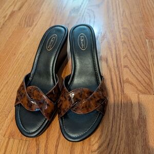 Talbots Black and Brown Slide Sandals